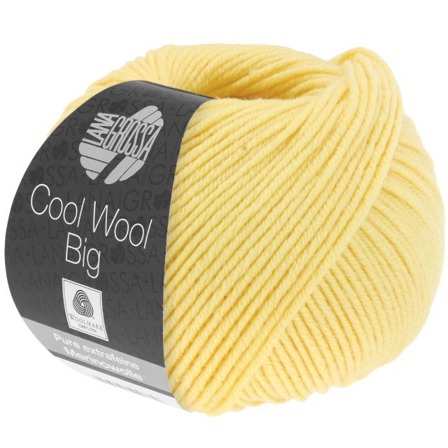 Cool Wool Big - Classic Merino Yarn - Vanilla Yellow  Col. 1007- 50g Skein by Lana Grossa