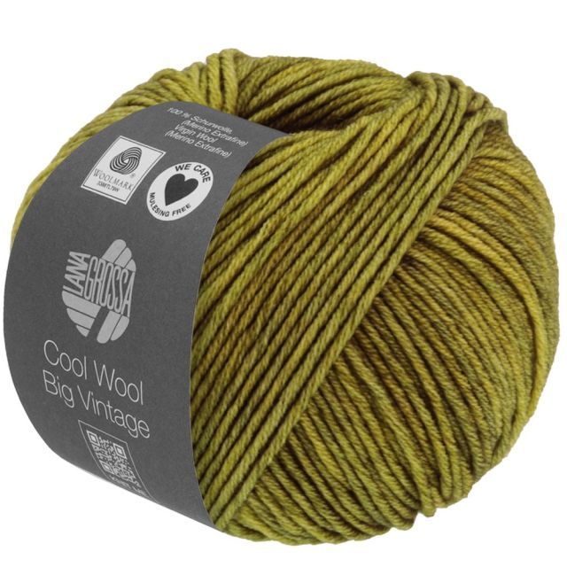 Cool Wool Big Vintage - Classic Merino Yarn - Green Col.161 - 50g Skein by Lana Grossa