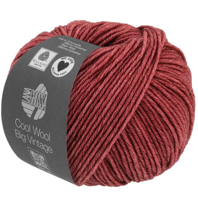 Cool Wool Big Vintage - Classic Merino Yarn - Light Brugundy Col.164 - 50g Skein by Lana Grossa