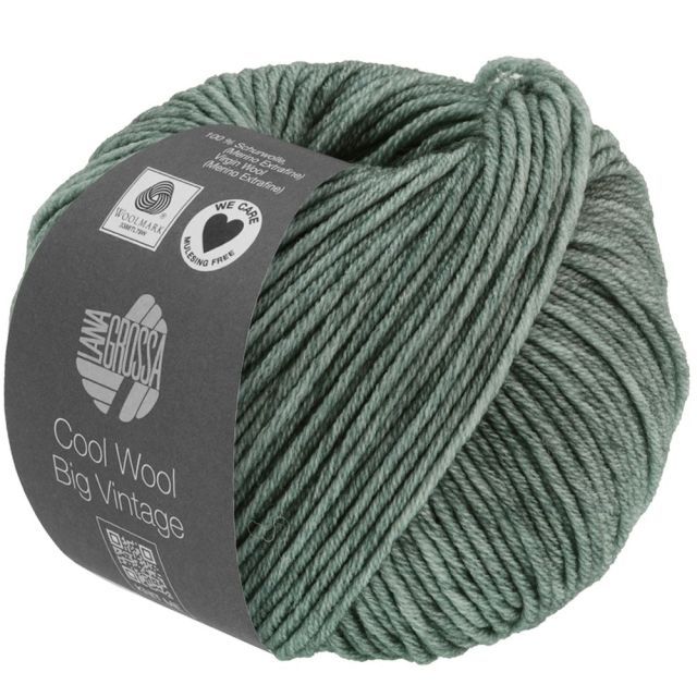 Cool Wool Big Vintage - Classic Merino Yarn - Greyish Green Col.168 - 50g Skein by Lana Grossa