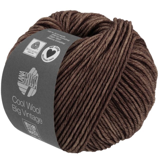 Cool Wool Big Vintage - Classic Merino Yarn - Espresso Brown Col. 184 - 50g Skein by Lana Grossa