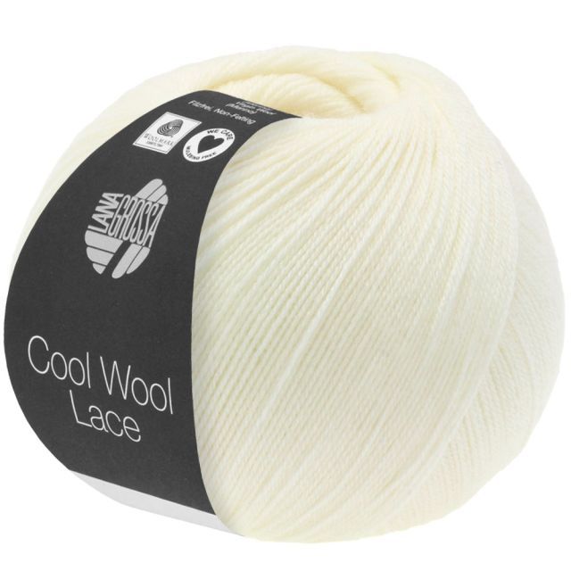 Cool Wool Lace - Classic Merino Yarn - Off White Col. 014 - 50g Skein by Lana Grossa