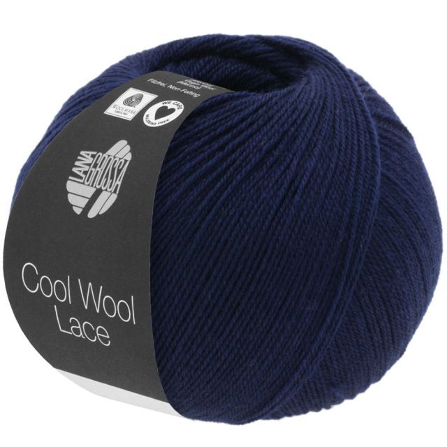 Cool Wool Lace - Classic Merino Yarn - Night Blue Col. 023 - 50g Skein by Lana Grossa