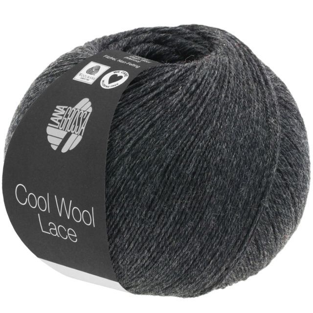 Cool Wool Lace - Classic Merino Yarn - Charcoal Col. 025 - 50g Skein by Lana Grossa