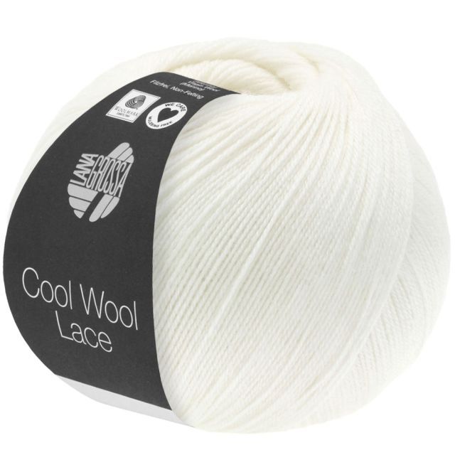 Cool Wool Lace - Classic Merino Yarn - White Col. 028- 50g Skein by Lana Grossa