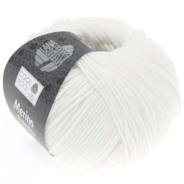 Cool Wool Superfine - Classic Merino Yarn - White Col. 431 - 50g Skein by Lana Grossa