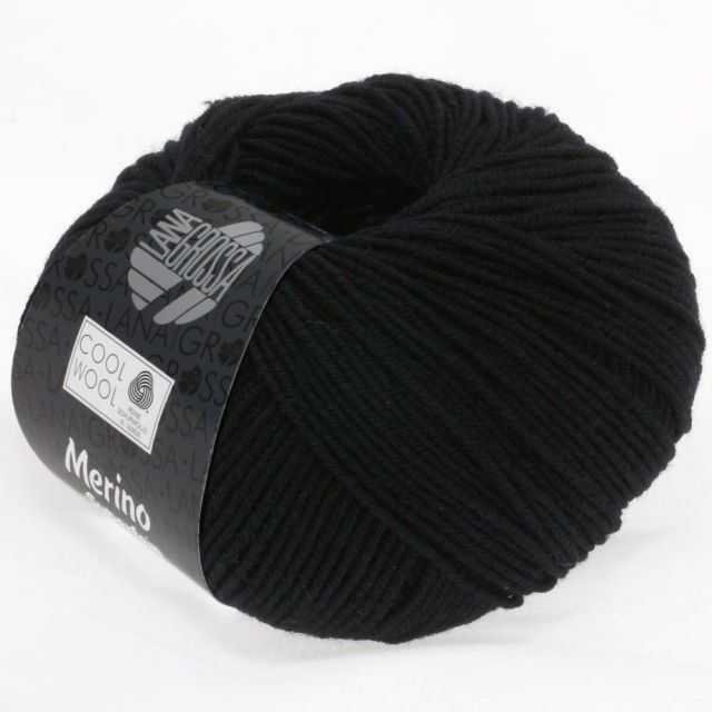 Cool Wool Superfine - Classic Merino Yarn - Black Col. 433 - 50g Skein by Lana Grossa