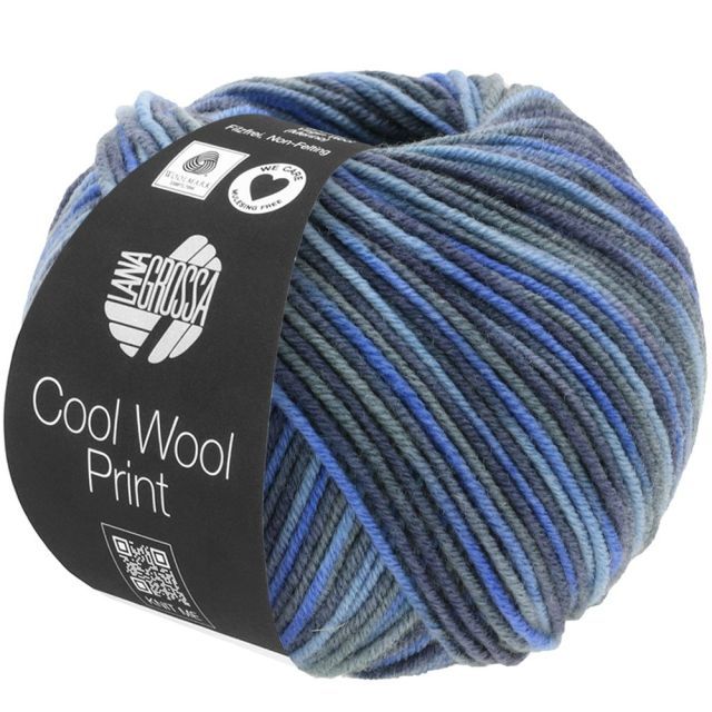 Cool Wool Print Superfine - Classic Merino Yarn - Blue/Denim Col. 716 - 50g Skein by Lana Grossa