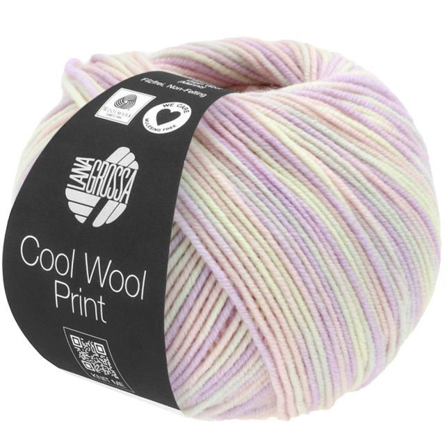 Cool Wool Print Superfine - Classic Merino Yarn - Pink/Lilac/Grey/Ecru Col. 747 - 50g Skein by Lana Grossa