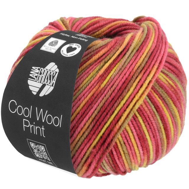 Cool Wool Print Superfine - Classic Merino Yarn - Yellow/Orange/Caramel Col. 825 - 50g Skein by Lana Grossa