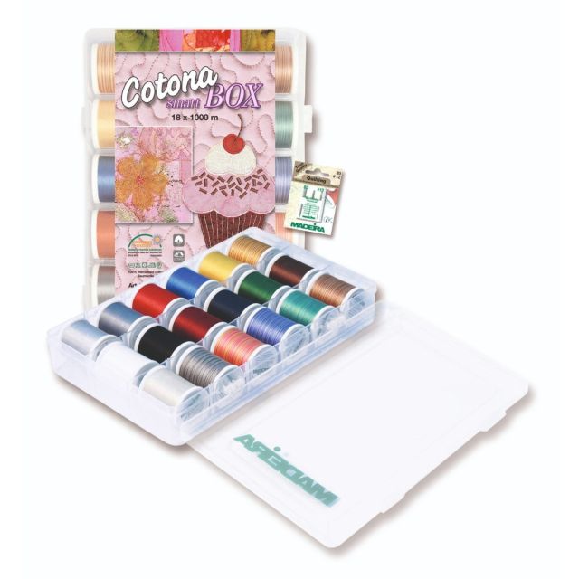 MADEIRA THREAD BOX - Smartbox Cotona 50 - 18 x 1000 m / needles / color card
