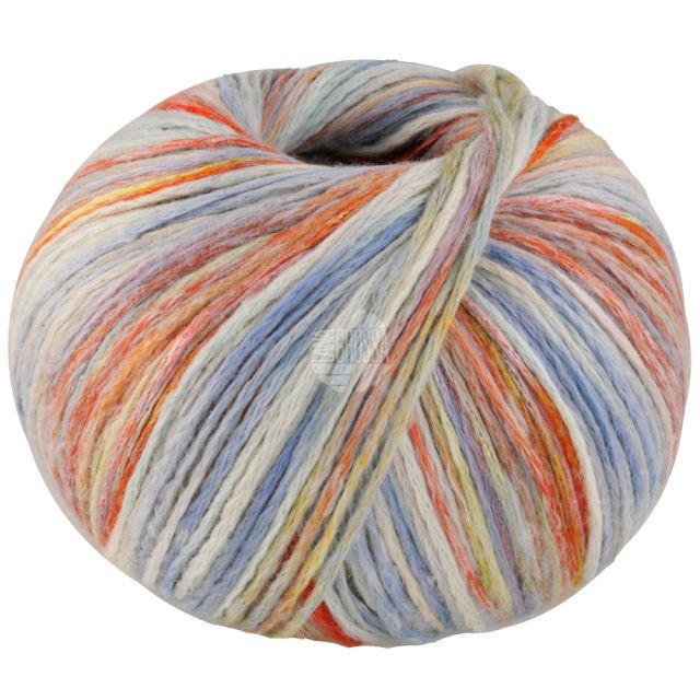 COTONELLA "Multi" - Pima cotton yarn - White/Blue/Orange/Green Col. 104 - 100g Skein by Lana Grossa