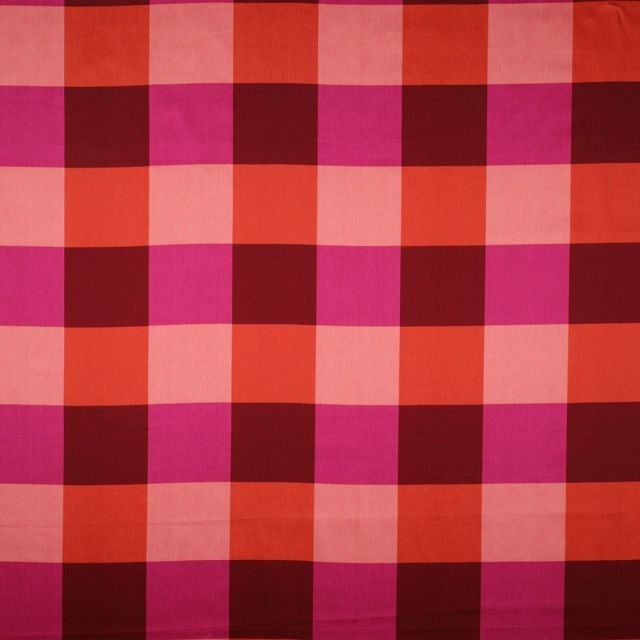 Large Gingham  - Cotton Satin - Red / Pink  - Nerida Hansen Collection