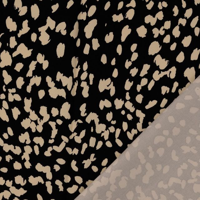 Stretch Cotton Satin - Abstract Leopard - Black / Cream