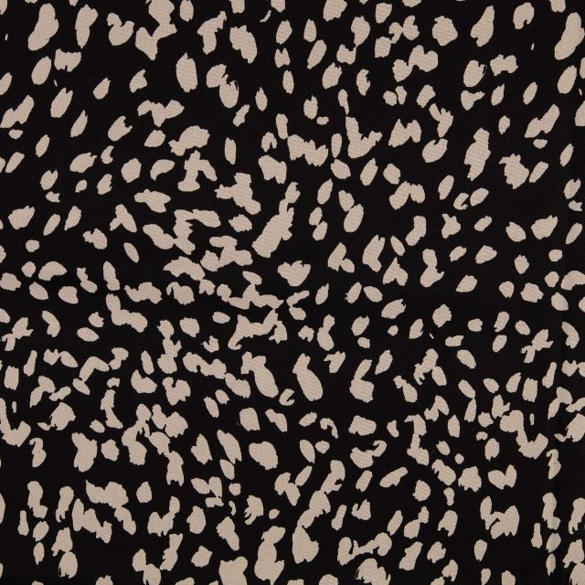 Stretch Cotton Satin - Abstract Leopard - Black / Taupe