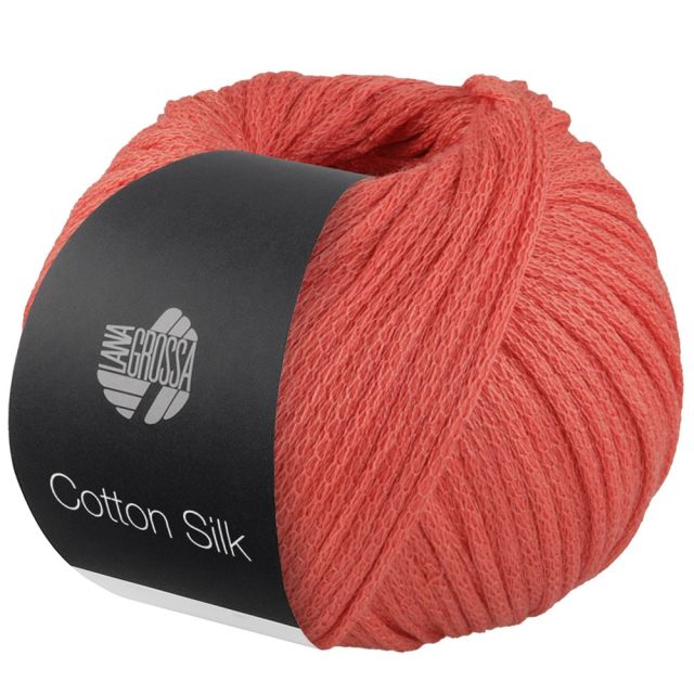 COTTON SILK mulberry silk tube yarn - Coral Col. 06 -  50g Ball by Lana Grossa
