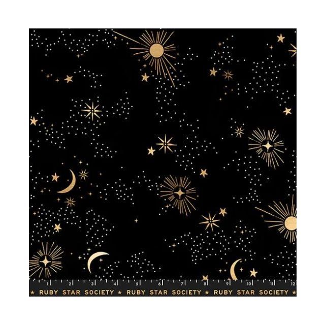 100% Cotton Sateen - Cosmos 108" Wideback in Black | Sarah Watts for Ruby Star Society 1/2m