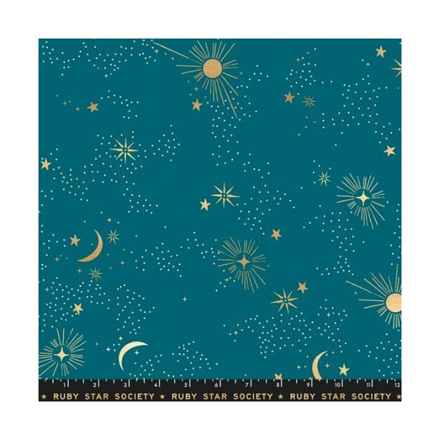 100% Cotton Sateen - Cosmos 108" Wideback in Teal | Sarah Watts for Ruby Star Society 1/2m