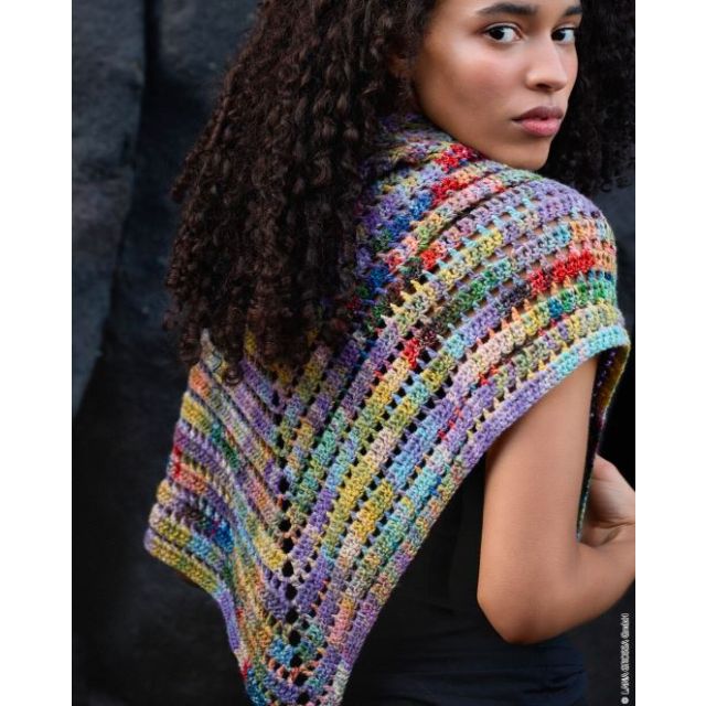 Crochet Shawl "Cotonella" One Size - Pattern+Yarn Bundle by LANA GROSSA (Gomitolo 15 Design 27)