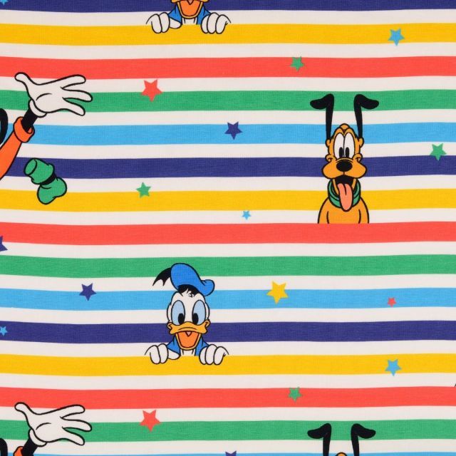 Jersey - Disney Mickey Mouse on  Rainbow Stripe - Licensed 