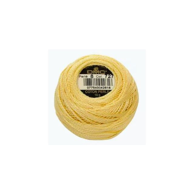 Perle Cotton Ball Size 8 -  Color 727 Primrose Yellow DMC France (approx. 80m)