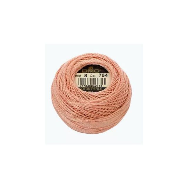 Perle Cotton Ball Size 8 -  Color 754 Beige Rose by DMC France (approx. 80m)