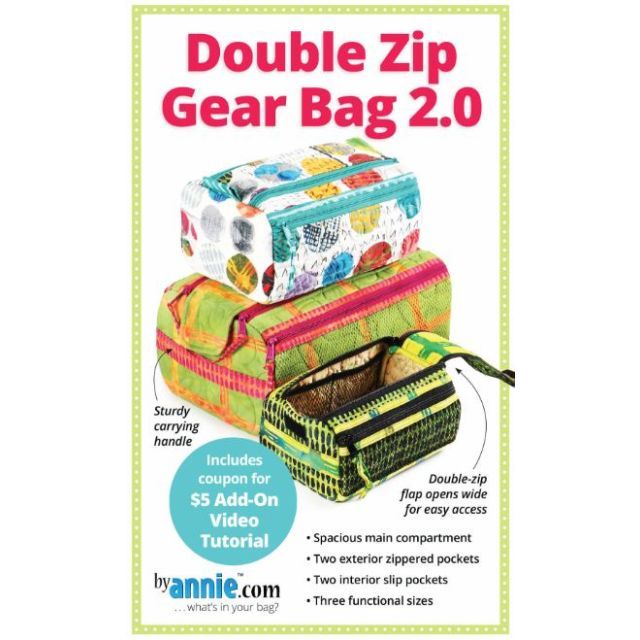 Double Zip Gear Bag 2.0 - Zipper Pouch Sewing Pattern by Annie - Printed Version