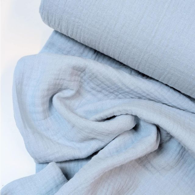 Double Gauze - Solid Light Blue col.31 - 100% Organic Cotton