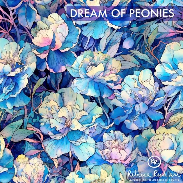 Organic Jersey Knit - Dream of Peonies by Rebecca Reck