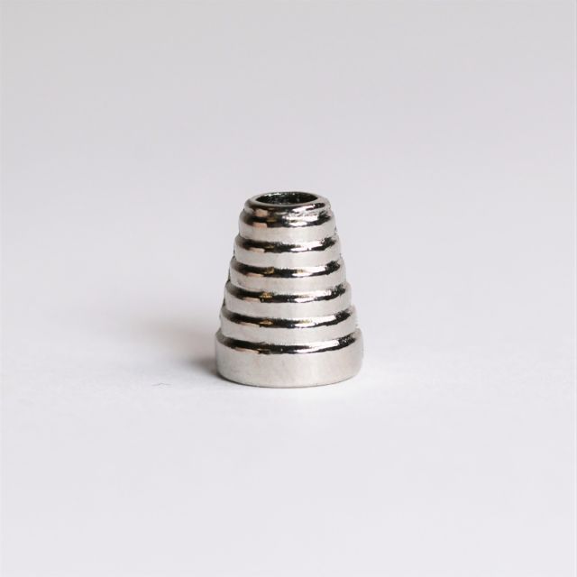 Cord End - Striped Cone 14mm - Silver (set of 2)