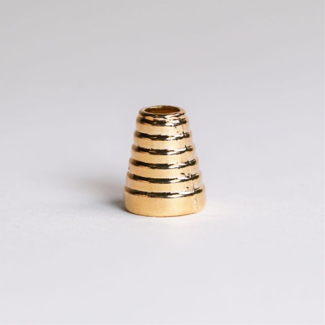 Cord End - Striped Cone 14mm - Gold(set of 2)