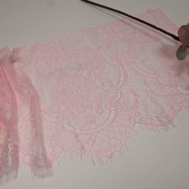 Eyelash Lace Band with Scalloped Edge - Precut 290cm x 25cm - Light Pink