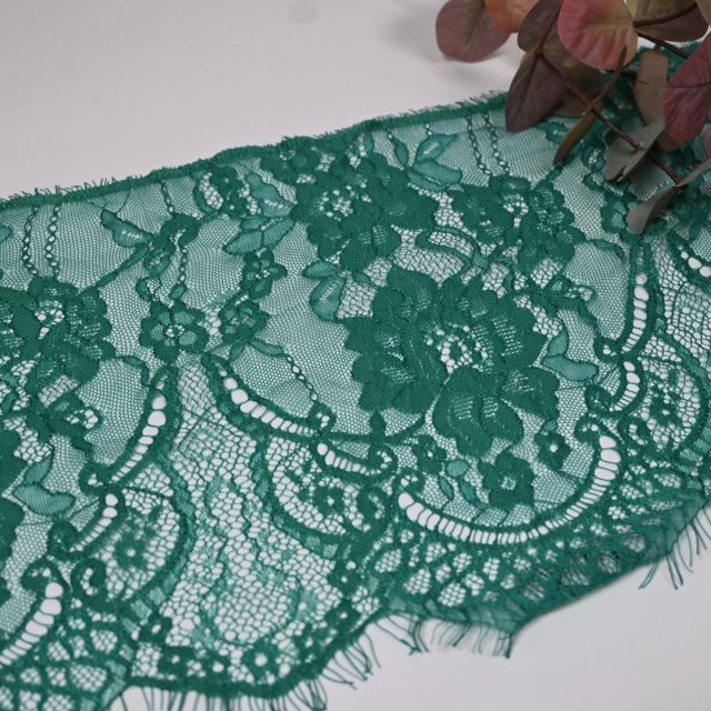 Eyelash Lace Band with Scalloped Edge - Precut 290cm x 25cm - Emerald