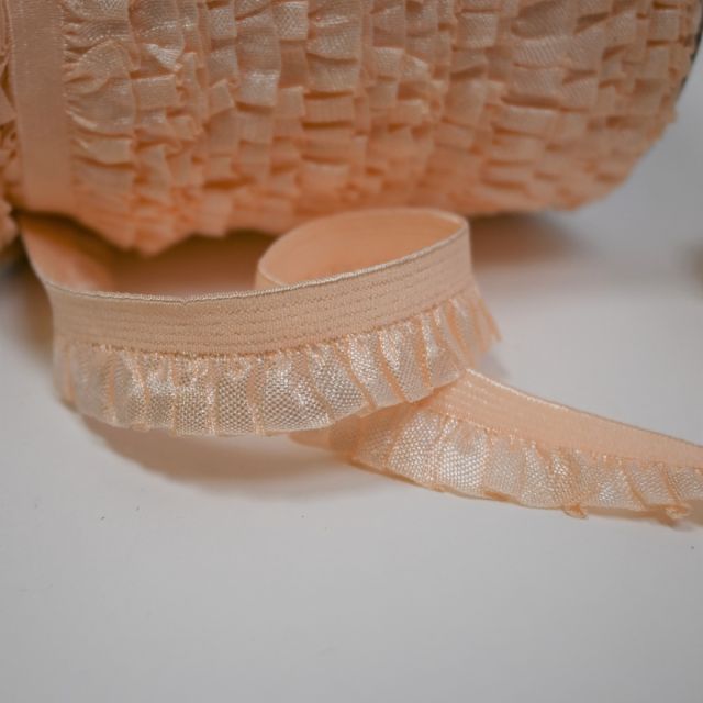 Ruffle Trim Elastic 12mm - Light Peach