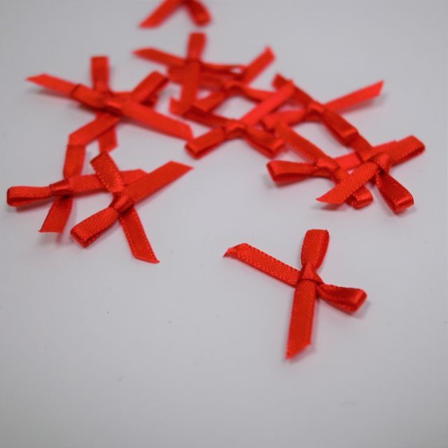 Mini Satin Bows - Bright Red - Set of 10
