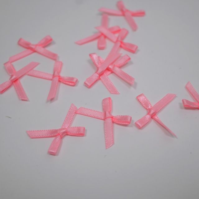 Mini Satin Bows - Light Pink - Set of 10