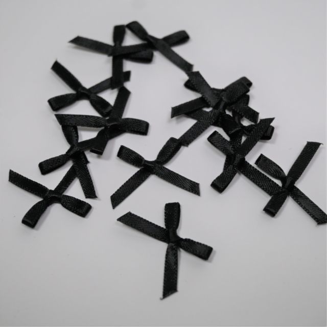 Mini Satin Bows - Black - Set of 10