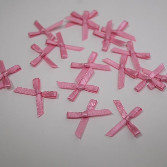 Mini Satin Bows - Pink Rose - Set of 10