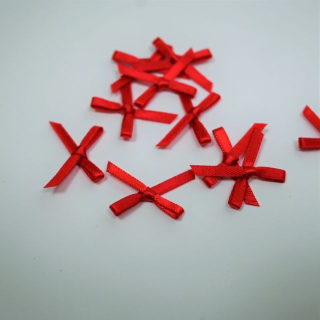 Mini Satin Bows - Deep Red - Set of 10