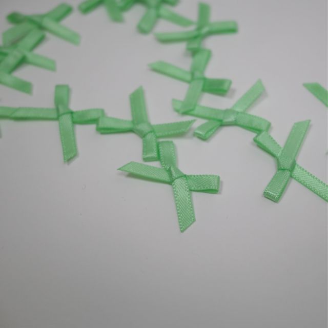 Mini Satin Bows - Spring Green - Set of 10
