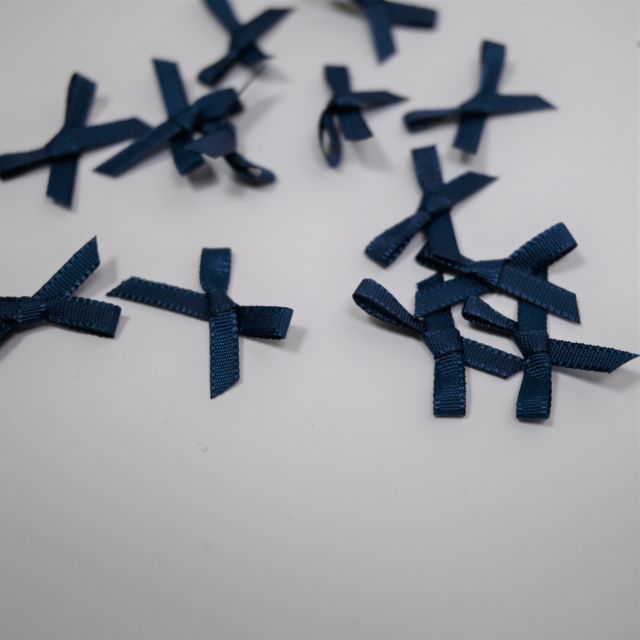 Mini Satin Bows - Navy Blue - Set of 10