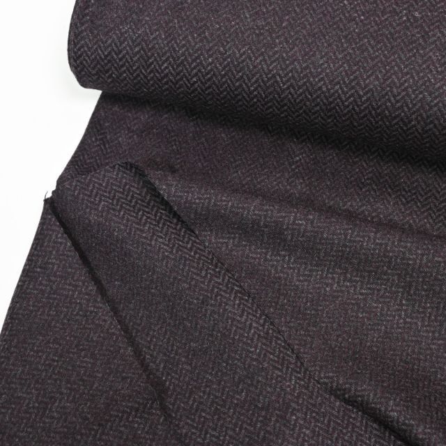 Italian Wool Tweed "Diego" - Chevron - Dark Grey/Chestnut