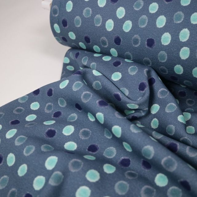 Fluffy Dots Print - Alpine Fleece - Blue