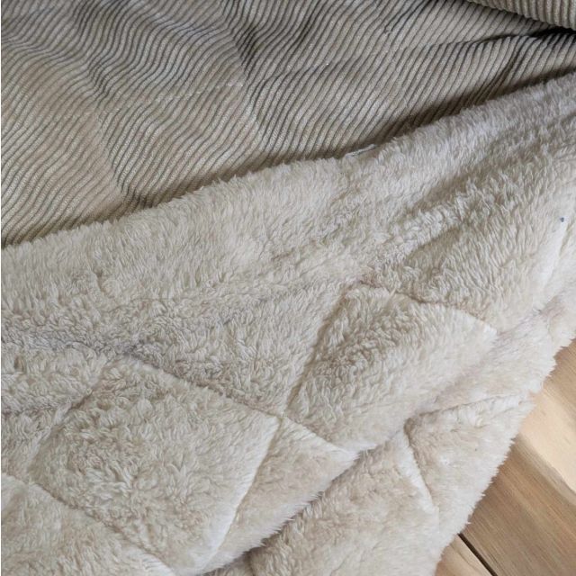 Quilted Corduroy with Faux Fur Backing - Sand