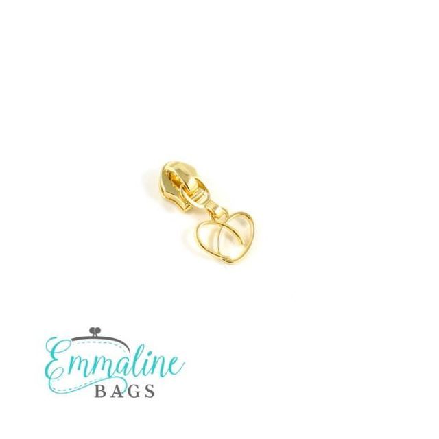 Emmaline Zipper Sliders with Pulls (10-pack) - Size #5 - Gold/Heart Pull