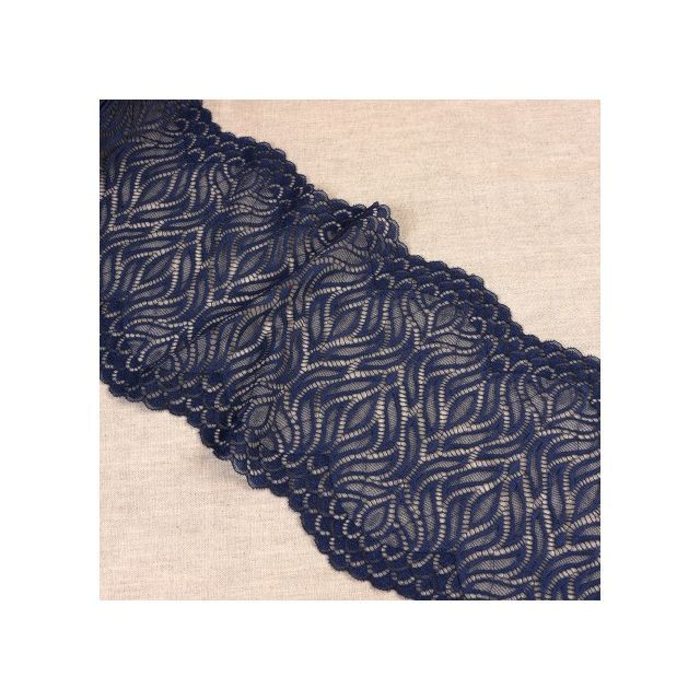 Elastic Lace Band 20cm wide - Flame Shapes with Scalloped Edges - Navy Blue Col. 23 (French Lace)