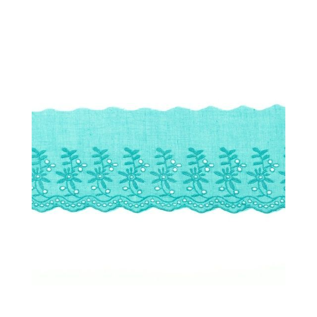 Cotton Eyelet Lace Trim - Petrol 90 mm