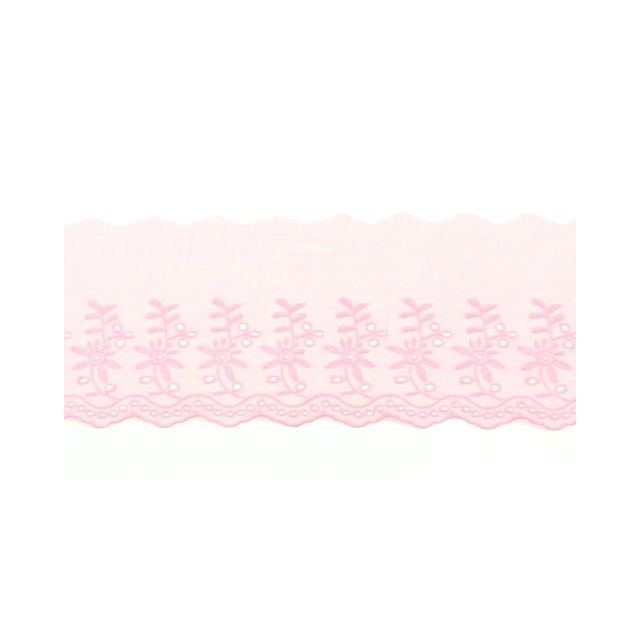 Cotton Eyelet Lace Trim - Pink 90 mm