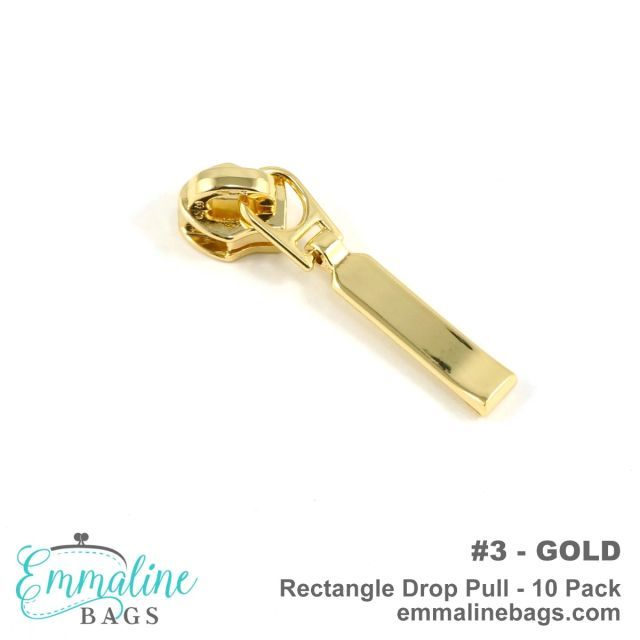 Rectangle Drop Pull / Emmaline Zipper Pulls (10-pack) - Size #3 -  Gold