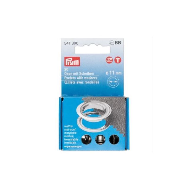 Prym Eyelets and washers, 11.0 mm, silver-coloured - pack of 20